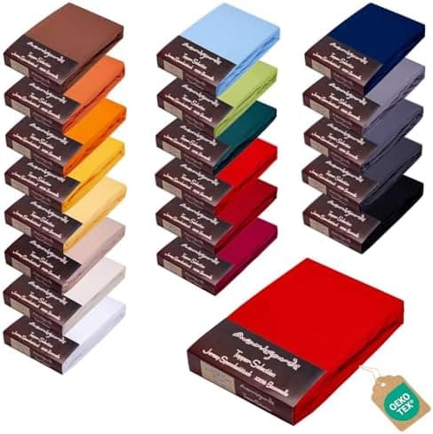AVANTGARDE Spannbettlaken 180x200–200x220 cm, 40 cm Steg – 100% Jersey-Baumwolle 170 g/m², OEKO-TEX – passend für Boxspr
