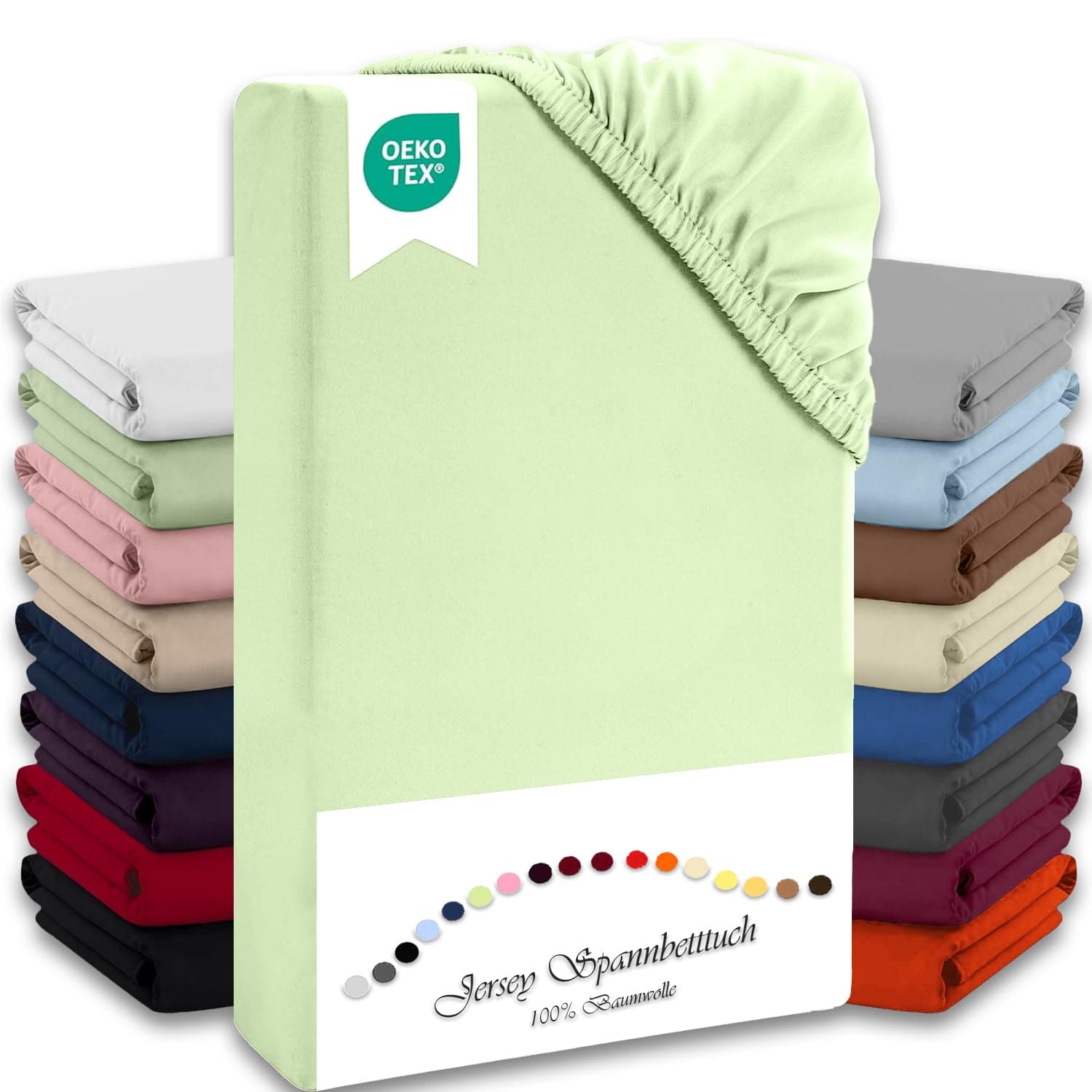 Julido Jersey-Spannbettlaken 140x200 cm – Baumwolle, OEKO-TEX® Standard 100, hautfreundlich & allergikergeeignet, Grün