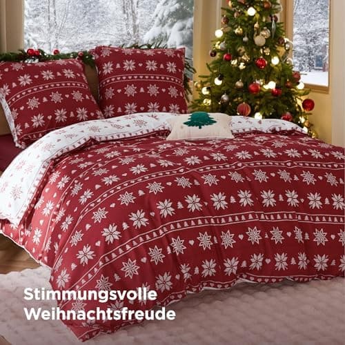 BEDSURE Bettwäsche-Set 135x200 (4-teilig) – Wendebettwäsche OEKO-TEX STANDARD 100 mit Reißverschluss, 2×80x80 Kissenbezü