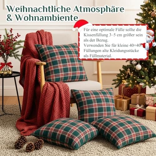 Kissenbezug Weihnachten 2er Set kariert 45×45 cm