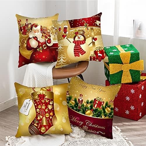 4er Set Kissenbezüge Weihnachten 40×80 cm – festliche Kissenhüllen für Sofa & Wohnzimmer