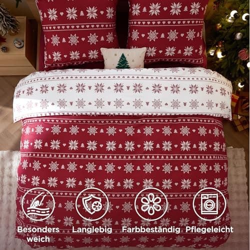 BEDSURE Bettwäsche-Set 135x200 (4-teilig) – Wendebettwäsche OEKO-TEX STANDARD 100 mit Reißverschluss, 2×80x80 Kissenbezü