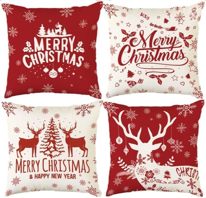 Aitsite 4er-Pack Weihnachts-Kissenbezüge 45 x 45 cm – Winterliche Dekoration für Sofa & Wohnzimmer