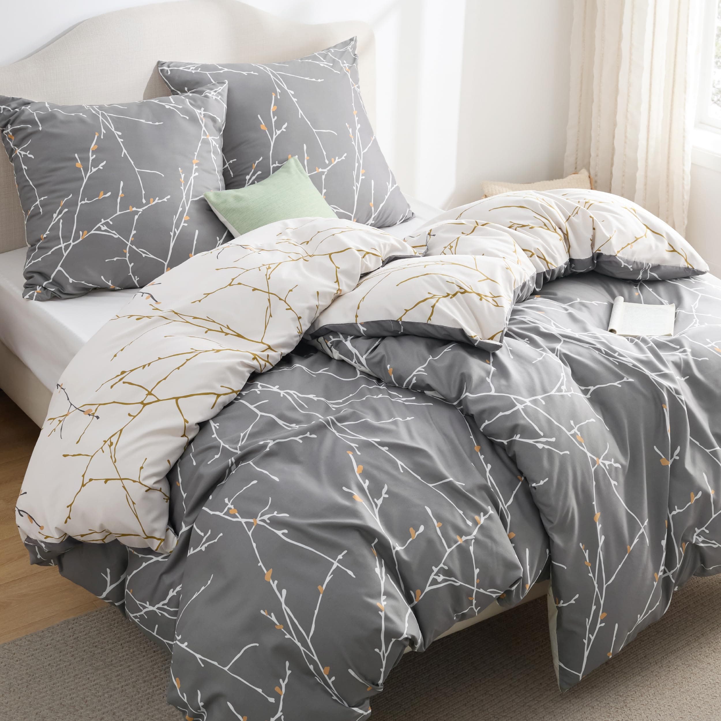 BEDSURE Bettwäsche-Set 135x200 (4-teilig) – Wendebettwäsche OEKO-TEX STANDARD 100 mit Reißverschluss, 2×80x80 Kissenbezü