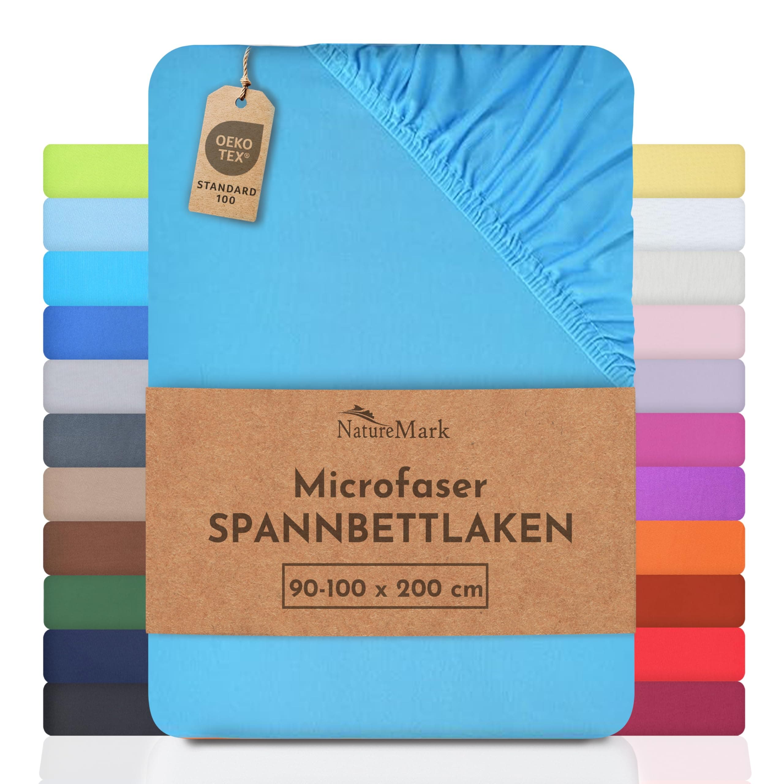 NatureMark Mikrofaser-Spannbettlaken 90x200–100x200 cm, türkis