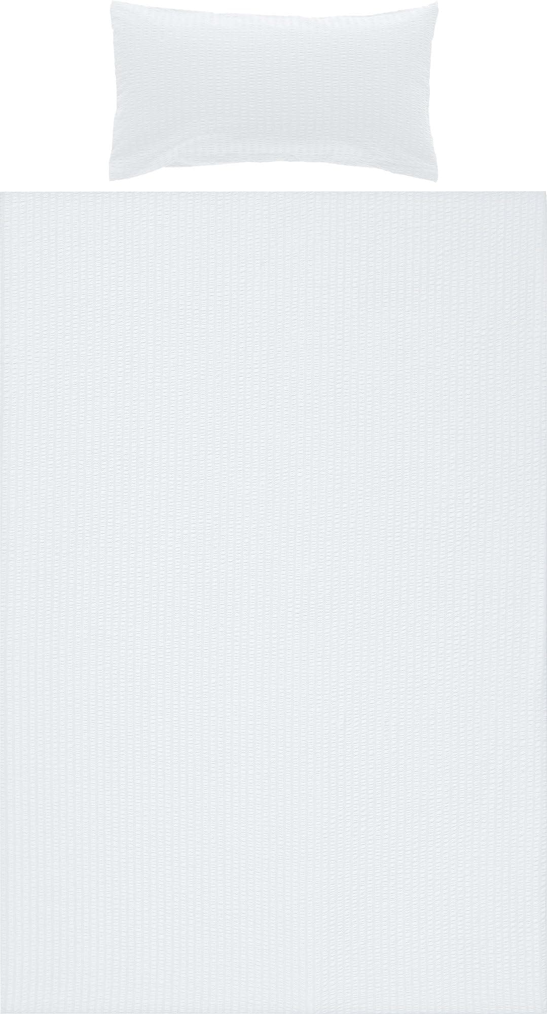 Erwin Müller Bettwäsche-Set Seersucker Uni Weiß – Bettbezug 135x200 cm & Kissenbezug 40x80 cm
